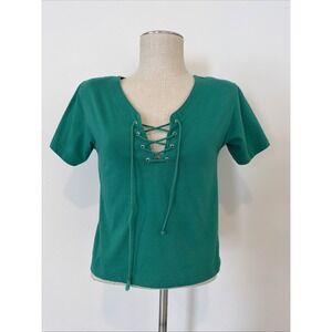 No Boundaries Small Short Sleeve Lace Up Front Tee Shirts Y2K Vintage